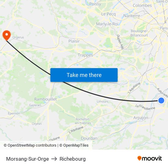 Morsang-Sur-Orge to Richebourg map