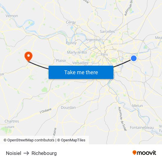 Noisiel to Richebourg map