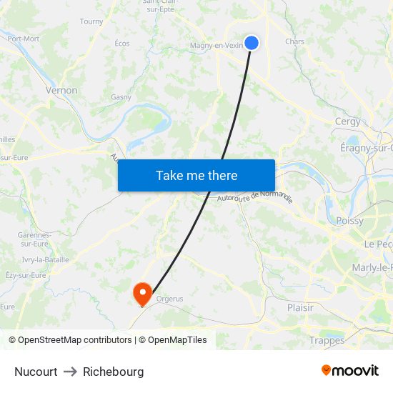 Nucourt to Richebourg map