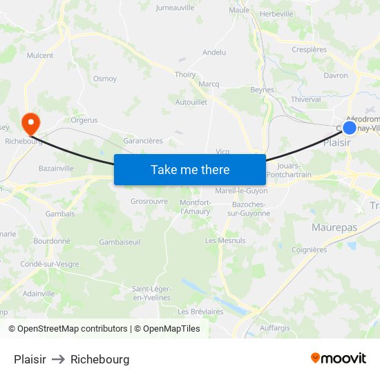 Plaisir to Richebourg map