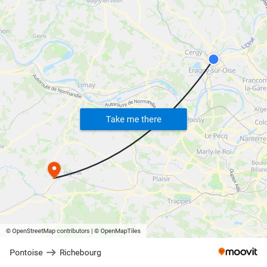Pontoise to Richebourg map