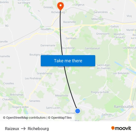 Raizeux to Richebourg map