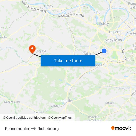 Rennemoulin to Richebourg map