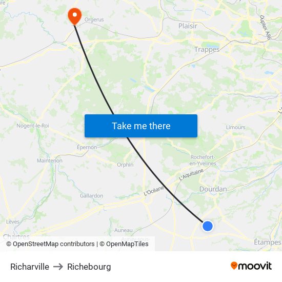 Richarville to Richebourg map