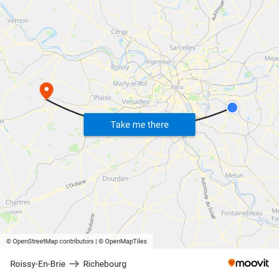 Roissy-En-Brie to Richebourg map