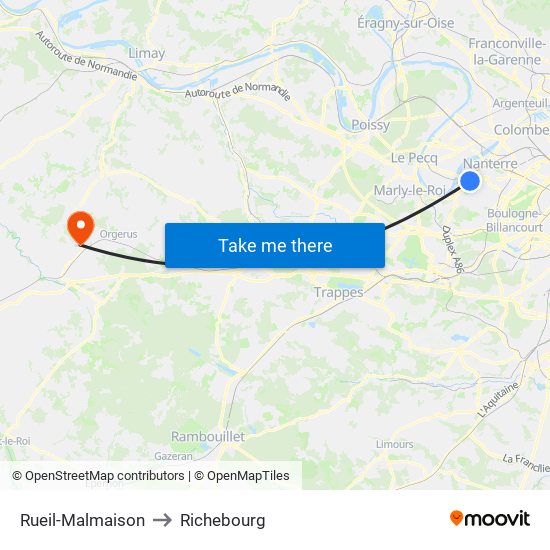 Rueil-Malmaison to Richebourg map