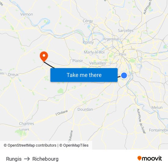 Rungis to Richebourg map