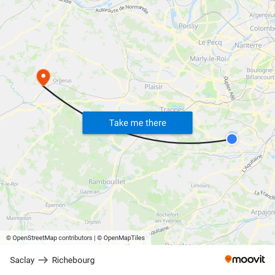 Saclay to Richebourg map