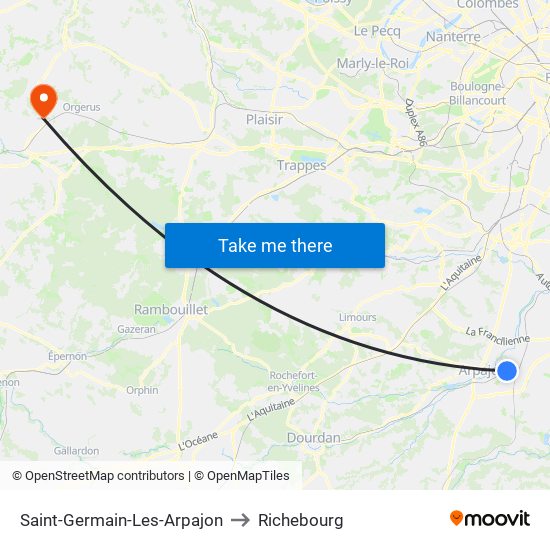Saint-Germain-Les-Arpajon to Richebourg map
