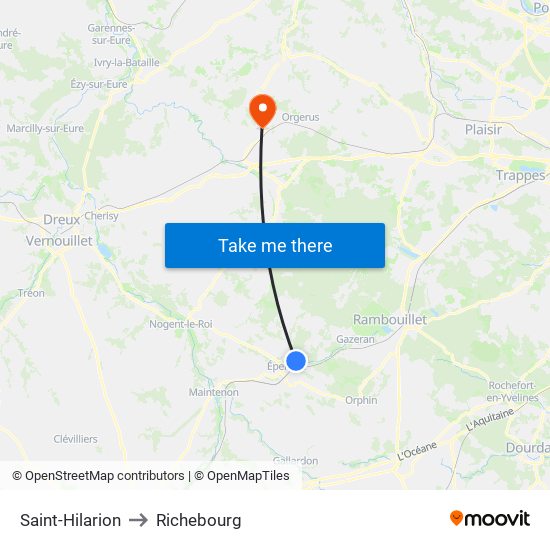 Saint-Hilarion to Richebourg map