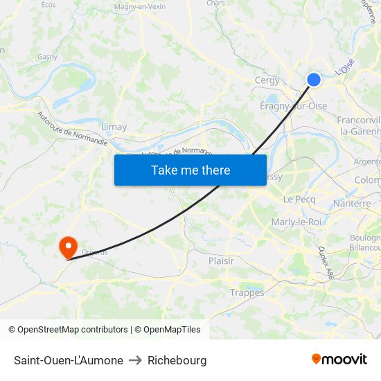 Saint-Ouen-L'Aumone to Richebourg map