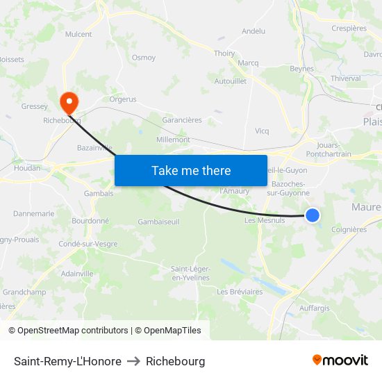 Saint-Remy-L'Honore to Richebourg map