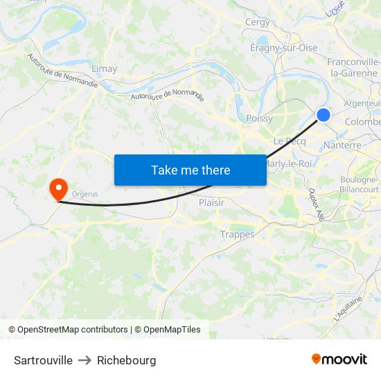 Sartrouville to Richebourg map