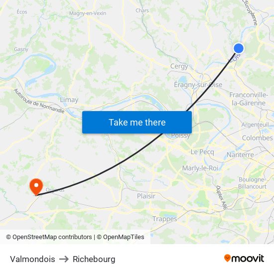 Valmondois to Richebourg map
