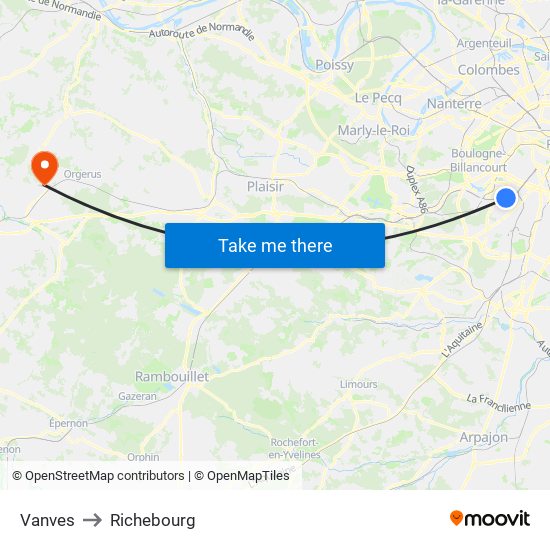 Vanves to Richebourg map