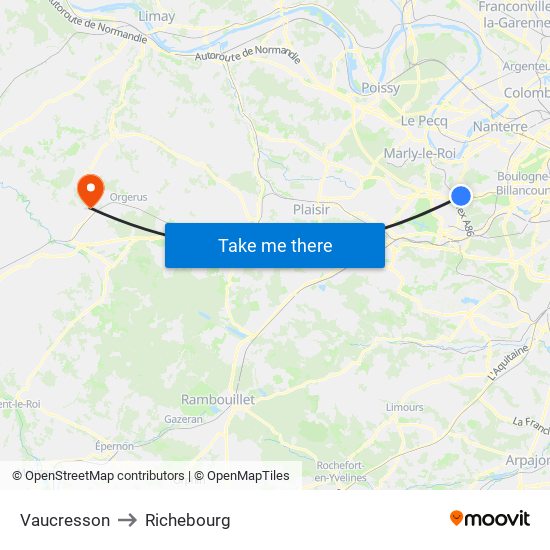 Vaucresson to Richebourg map