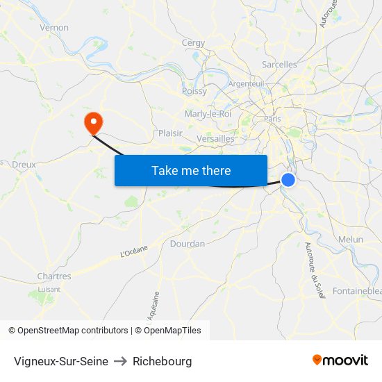 Vigneux-Sur-Seine to Richebourg map