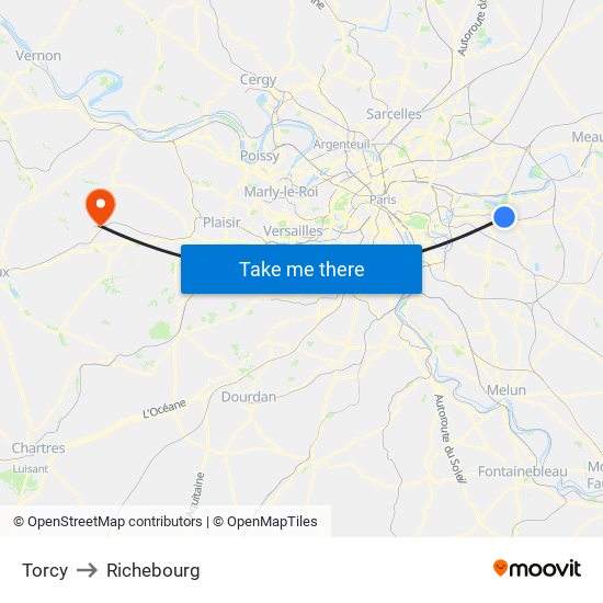 Torcy to Richebourg map