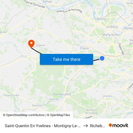 Saint-Quentin En Yvelines - Montigny-Le-Bretonneux to Richebourg map