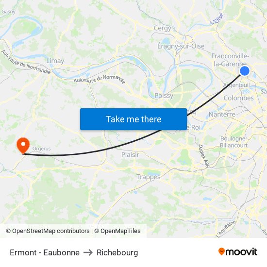 Ermont - Eaubonne to Richebourg map