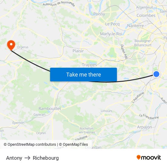 Antony to Richebourg map