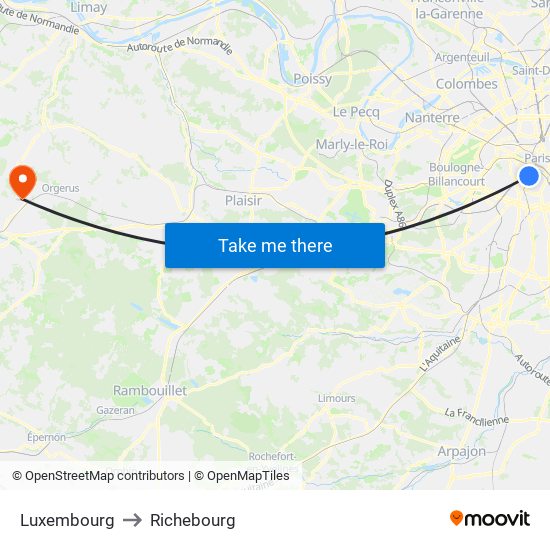 Luxembourg to Richebourg map