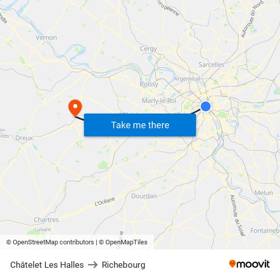 Châtelet Les Halles to Richebourg map