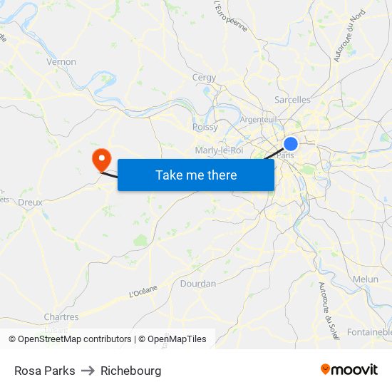 Rosa Parks to Richebourg map