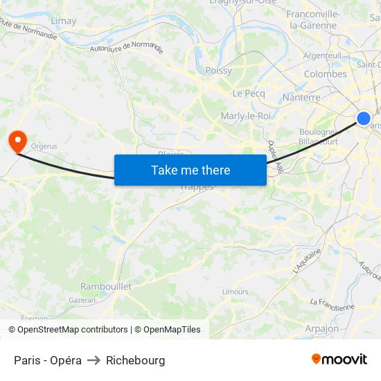 Paris - Opéra to Richebourg map