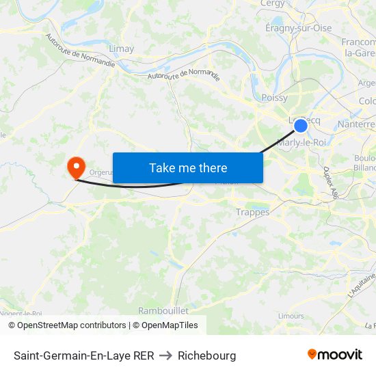 Saint-Germain-En-Laye RER to Richebourg map