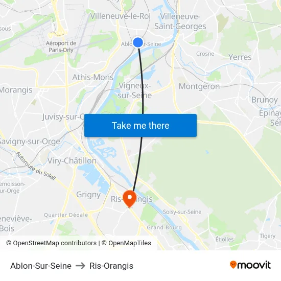 Ablon-Sur-Seine to Ris-Orangis map