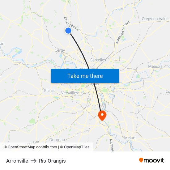Arronville to Ris-Orangis map