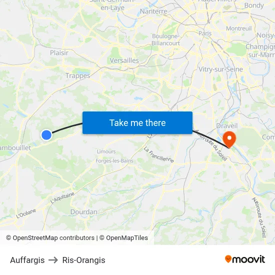 Auffargis to Ris-Orangis map
