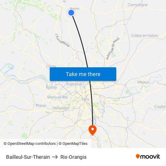 Bailleul-Sur-Therain to Ris-Orangis map