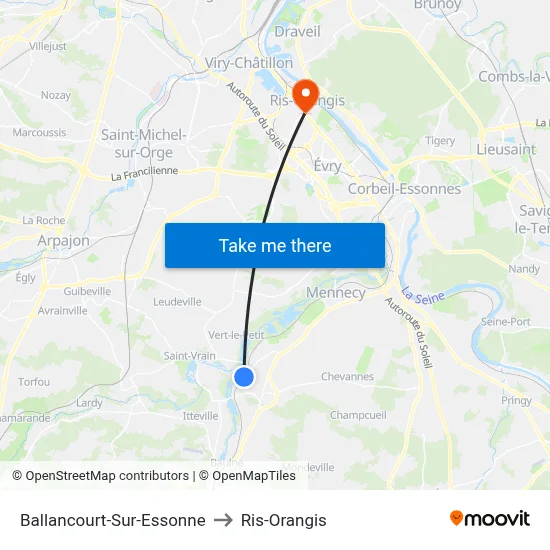 Ballancourt-Sur-Essonne to Ris-Orangis map