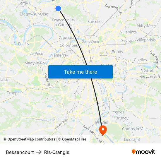 Bessancourt to Ris-Orangis map