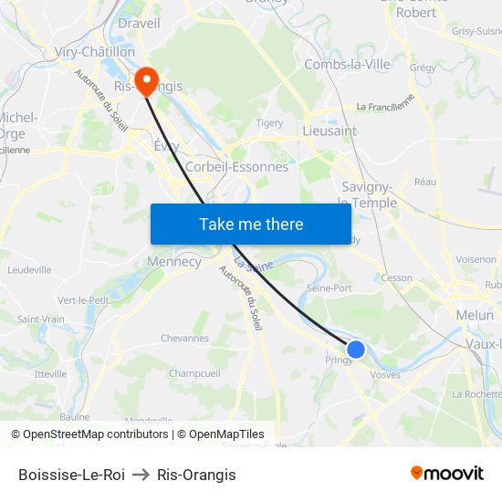 Boissise-Le-Roi to Ris-Orangis map