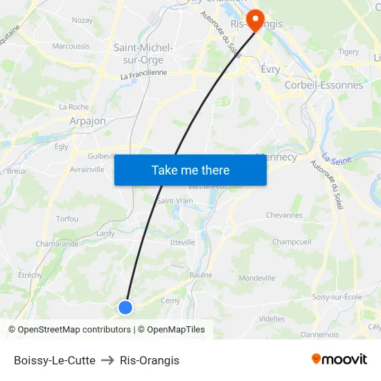 Boissy-Le-Cutte to Ris-Orangis map