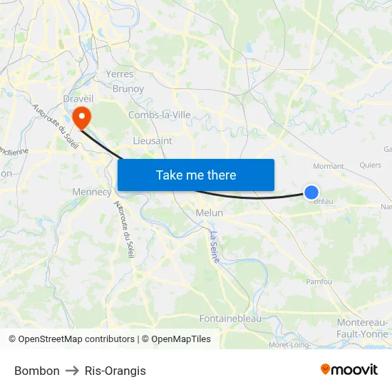 Bombon to Ris-Orangis map