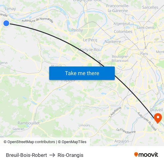 Breuil-Bois-Robert to Ris-Orangis map
