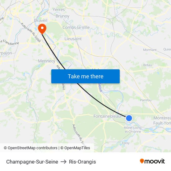 Champagne-Sur-Seine to Ris-Orangis map