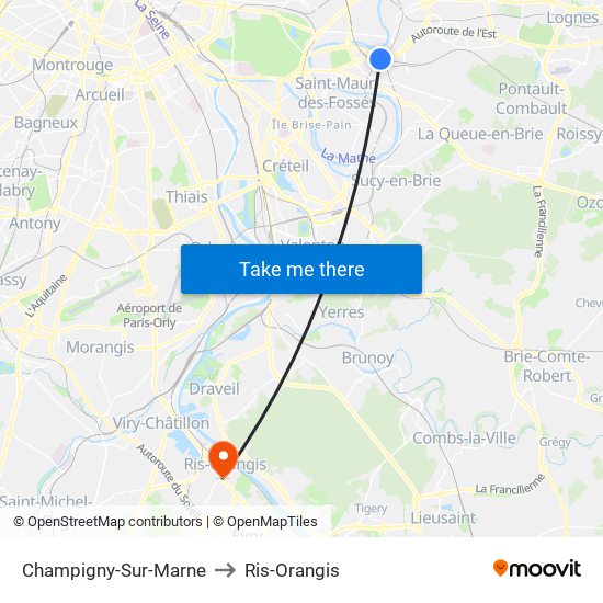 Champigny-Sur-Marne to Ris-Orangis map