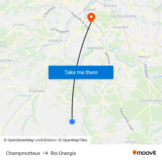 Champmotteux to Ris-Orangis map