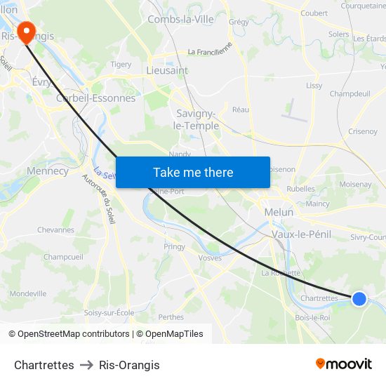 Chartrettes to Ris-Orangis map