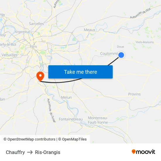 Chauffry to Ris-Orangis map