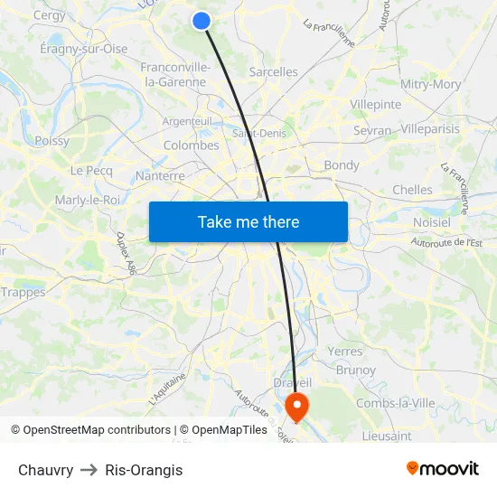 Chauvry to Ris-Orangis map