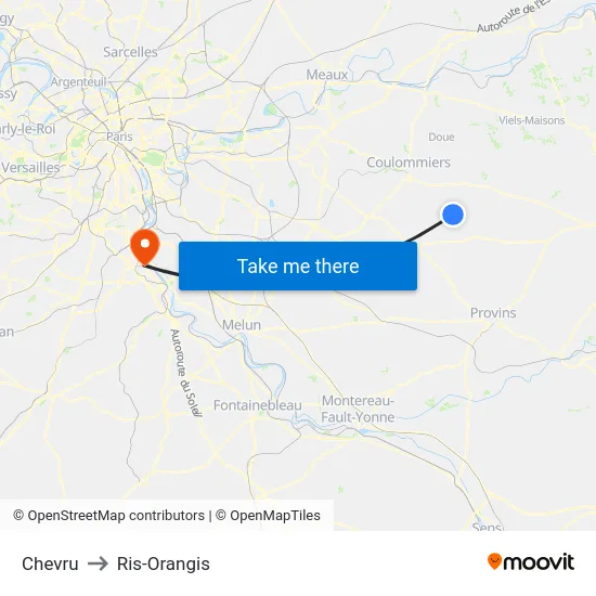 Chevru to Ris-Orangis map