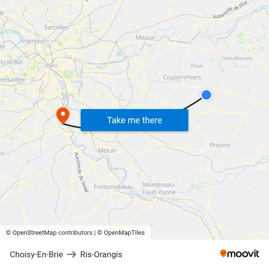 Choisy-En-Brie to Ris-Orangis map