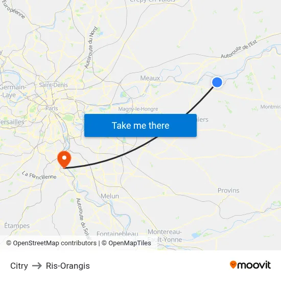Citry to Ris-Orangis map