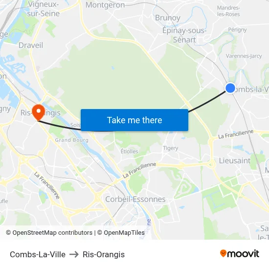 Combs-La-Ville to Ris-Orangis map